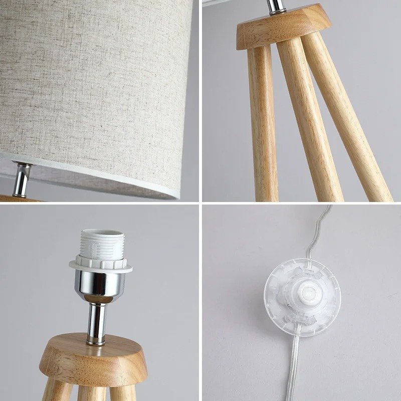 Modern Minimalist Solid Wood Floor Lamp, Minimalist Modern Bedroom Vertical Tripod, Stable Living Room Decoration Floor Lamp