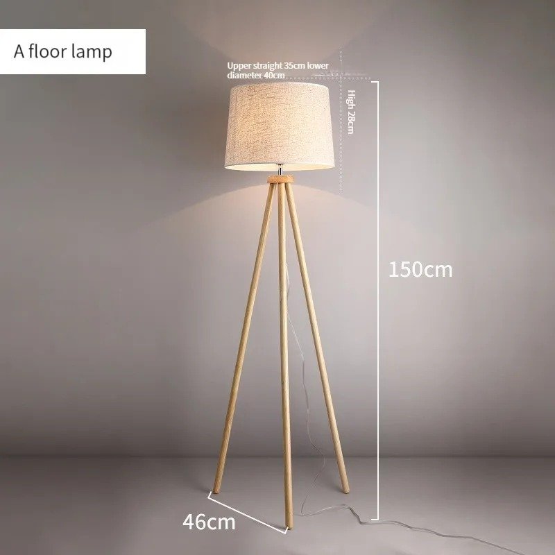 Modern Minimalist Solid Wood Floor Lamp, Minimalist Modern Bedroom Vertical Tripod, Stable Living Room Decoration Floor Lamp
