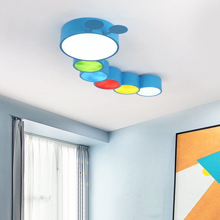 Caterpillar Cartoon Ceiling Light Three Color Stepless Remote Dimming Bedroom Early Education Center Decoration Ceiling Light
