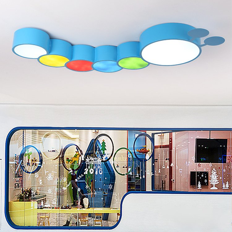 Caterpillar Cartoon Ceiling Light Three Color Stepless Remote Dimming Bedroom Early Education Center Decoration Ceiling Light