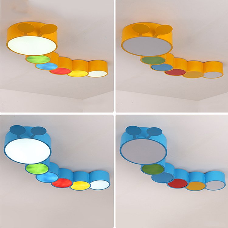 Caterpillar Cartoon Ceiling Light Three Color Stepless Remote Dimming Bedroom Early Education Center Decoration Ceiling Light