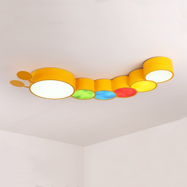 Caterpillar Cartoon Ceiling Light Three Color Stepless Remote Dimming Bedroom Early Education Center Decoration Ceiling Light