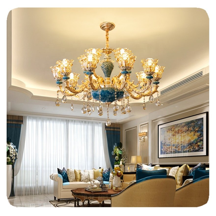 New European Vintage Hotel Pendant Light Lighting Led Crystal Art Classic Dining Modern Contemporary Chandeliers Lamp