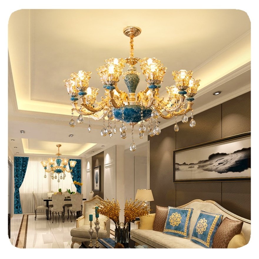 New European Vintage Hotel Pendant Light Lighting Led Crystal Art Classic Dining Modern Contemporary Chandeliers Lamp