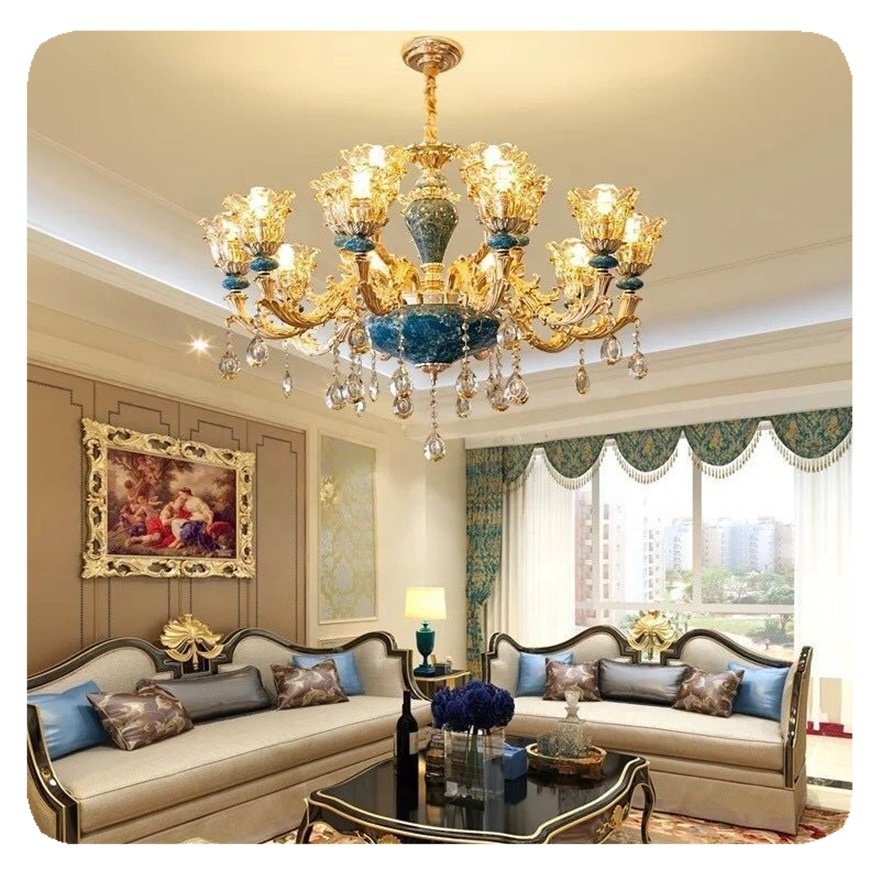 New European Vintage Hotel Pendant Light Lighting Led Crystal Art Classic Dining Modern Contemporary Chandeliers Lamp