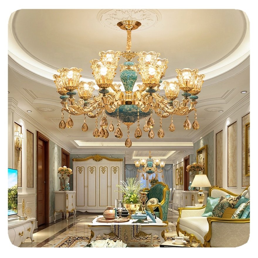 New European Vintage Hotel Pendant Light Lighting Led Crystal Art Classic Dining Modern Contemporary Chandeliers Lamp