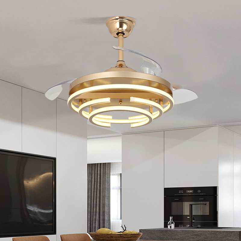 Modern Indoor Decorative Ceiling Fan with Led Lights 42'' 56 Inch 36W 50W Fan Lamp Remote Control for Home Living Room