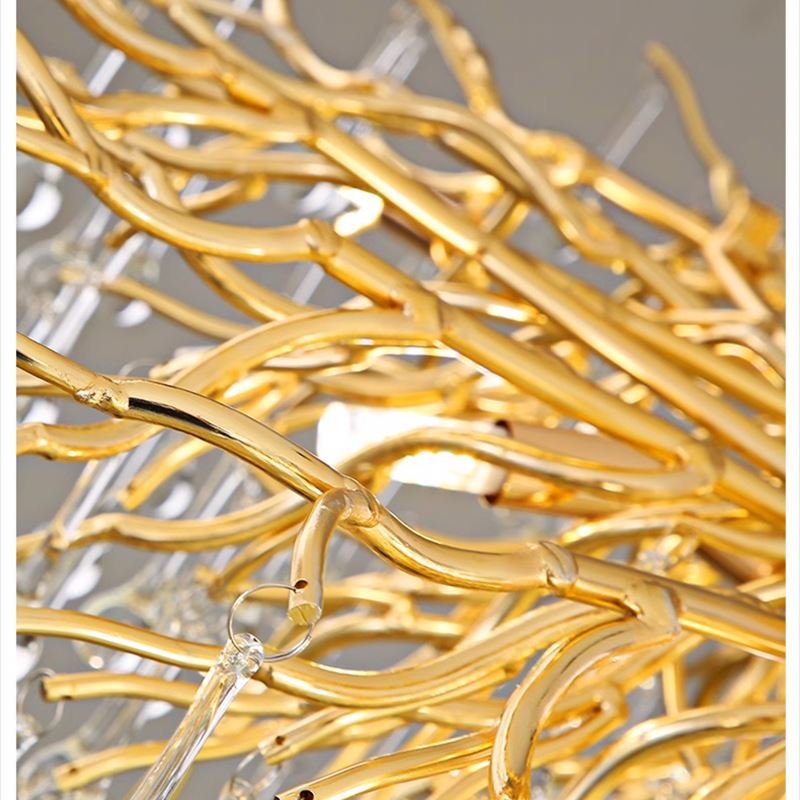 Gold Tree Branch Crystal Pendant Raindrop Chandelier Island Kitchen Bedroom Lamps Remote Control Project Installation Service