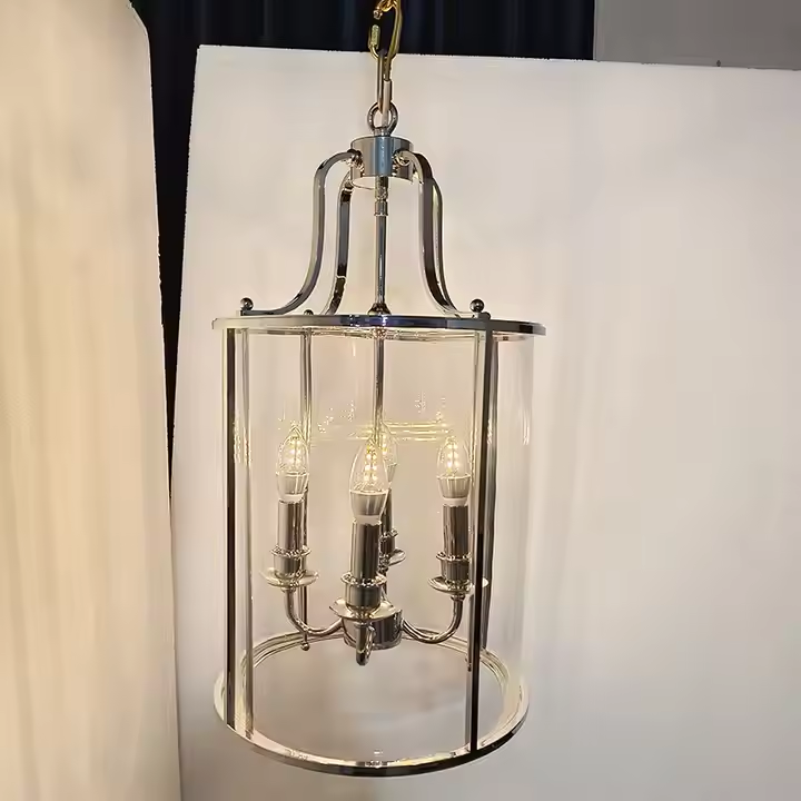 Custom Artistic American Chandeliers Polished Brass Modern Hanging Machinist Glass Drum Chrome Kitchen Island Pendant Light