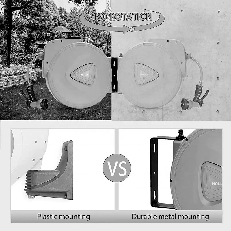 Hot Selling Durable 10 Meter + 1 Auto Self Retractable Hose Reel 5/16" 33Ft Safety 10M Rewind Wall Mount Garden Water Hose Reel