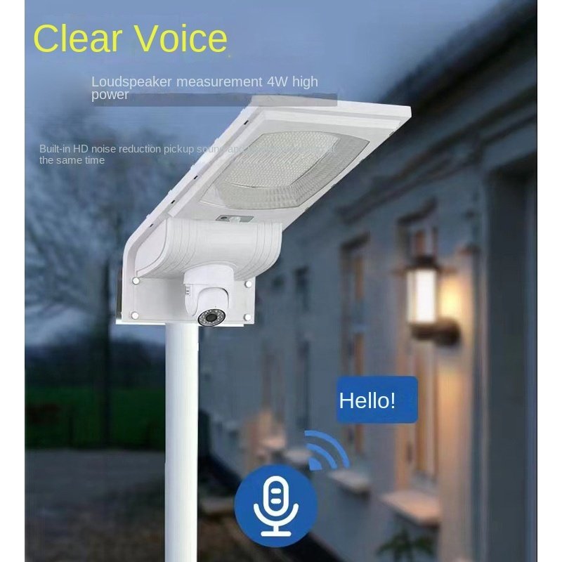 300W Smart Wifi Integrated Solar Light with Monitoring Camera Waterproof App Control Solar Street Light Support Voice Intercom