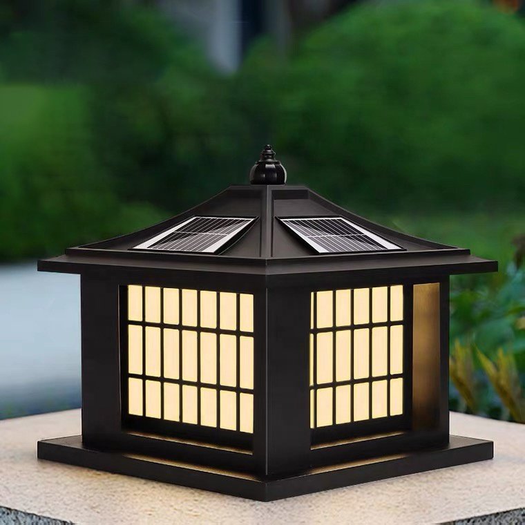 Hotel Villa Park Waterproof Solar Garden Lighting Glass Lampshade LED Bulb Modern Minimalist Outdoor Column Light