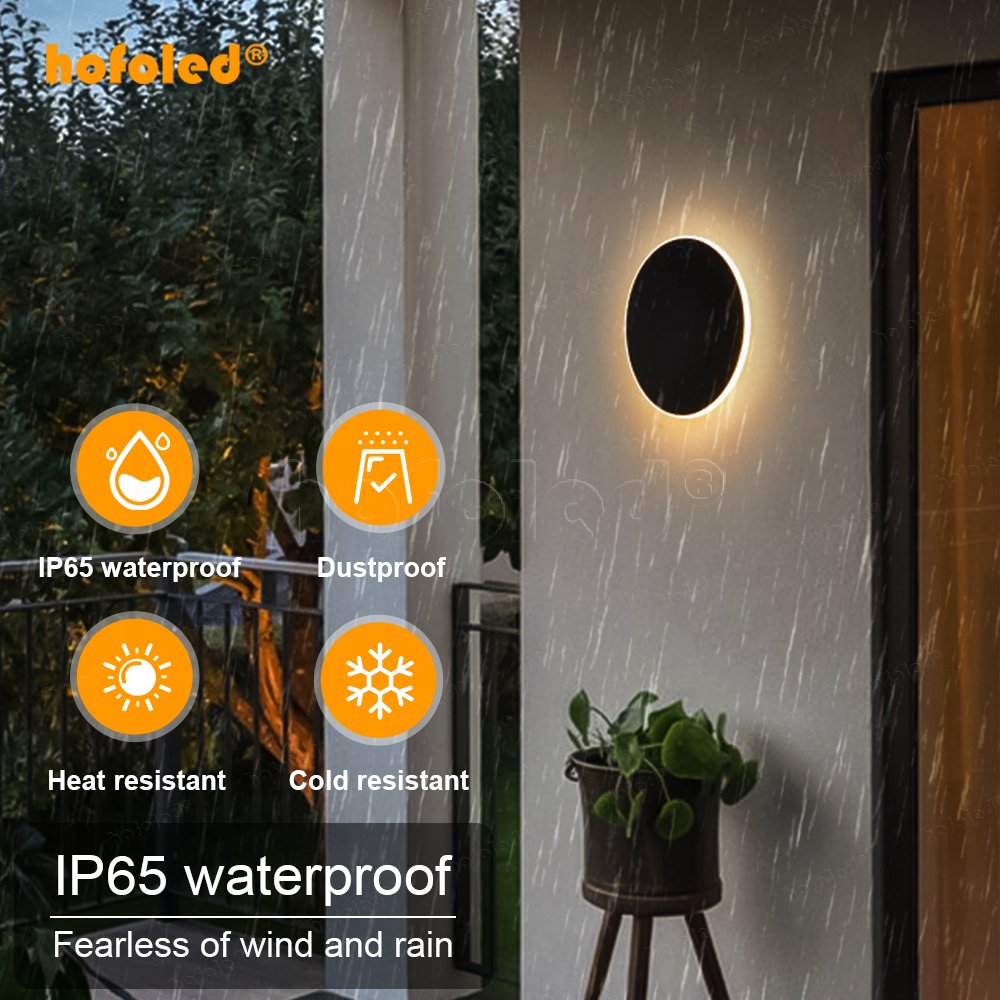 Modern Minimalist Indoor/Outdoor Wall Sconces for Garden Villa Iron Acrylic Black Wall Lamp LED Light Source for Home Decoration