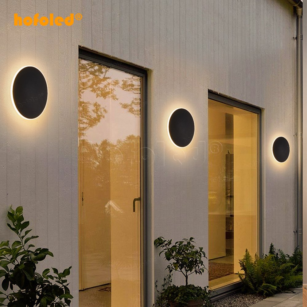 Modern Minimalist Indoor/Outdoor Wall Sconces for Garden Villa Iron Acrylic Black Wall Lamp LED Light Source for Home Decoration