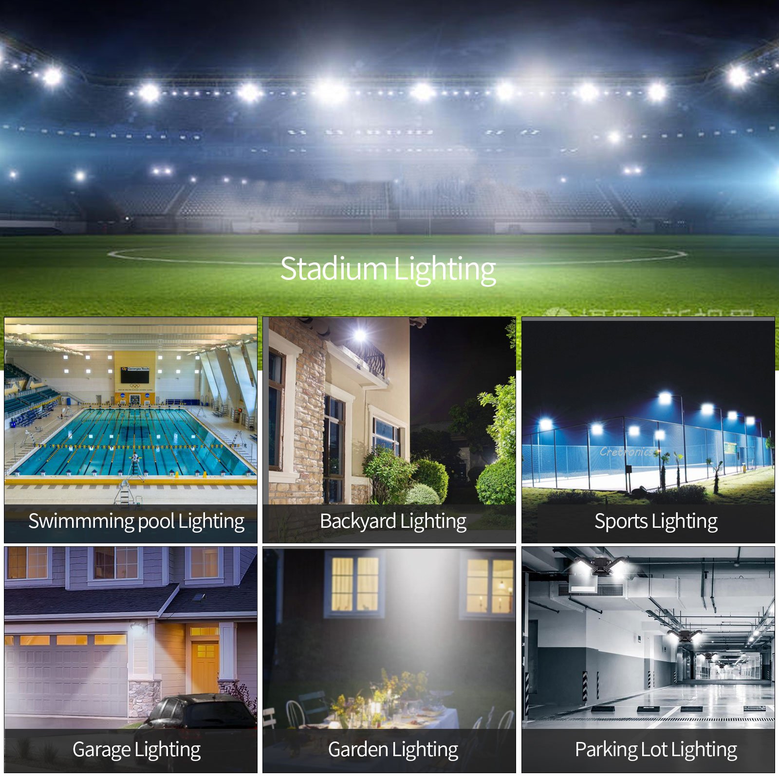 Outdoor Portable 100w LED Worklight Lamp Motion Sensor 300w-400w Dob Field Work 50w Rotating Spot IP66 Rated Stadium Flood Light
