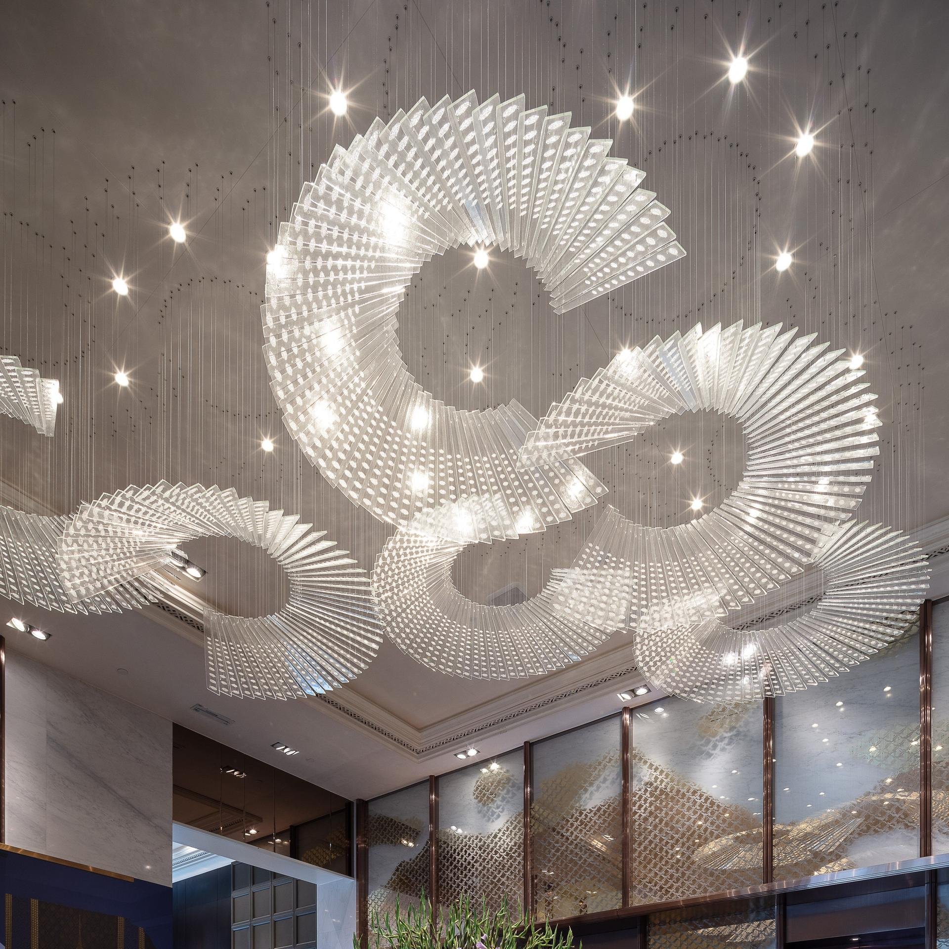 Living Room Restaurant Decoration Chandelier Custom High Ceiling Large Commercial Chandeliers