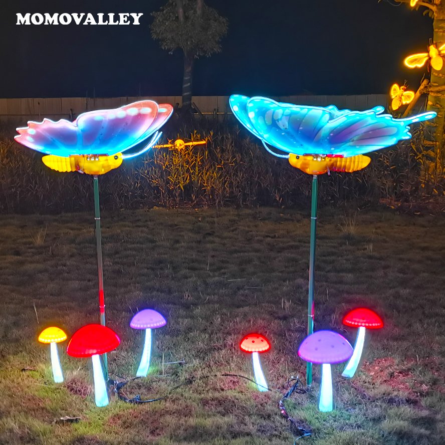 Exquisite 120CM Butterfly Light Centerpiece ABS Shell Vibrant Patterns Enhances Parks Lawns and Nighttime Landscapes
