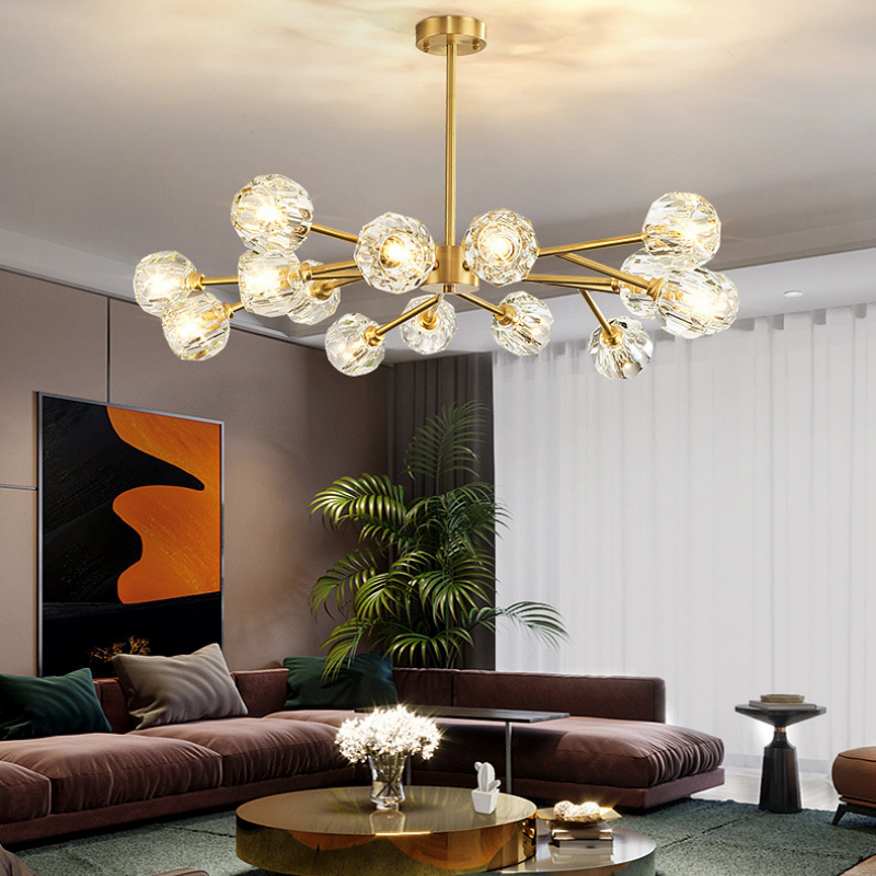 Modern Style Crystal Lamp Shade G9 Led Ceiling Lamp Golden Luxury Dinning Room Bedroom Pendant Light Hotel Restaurant Chandelier