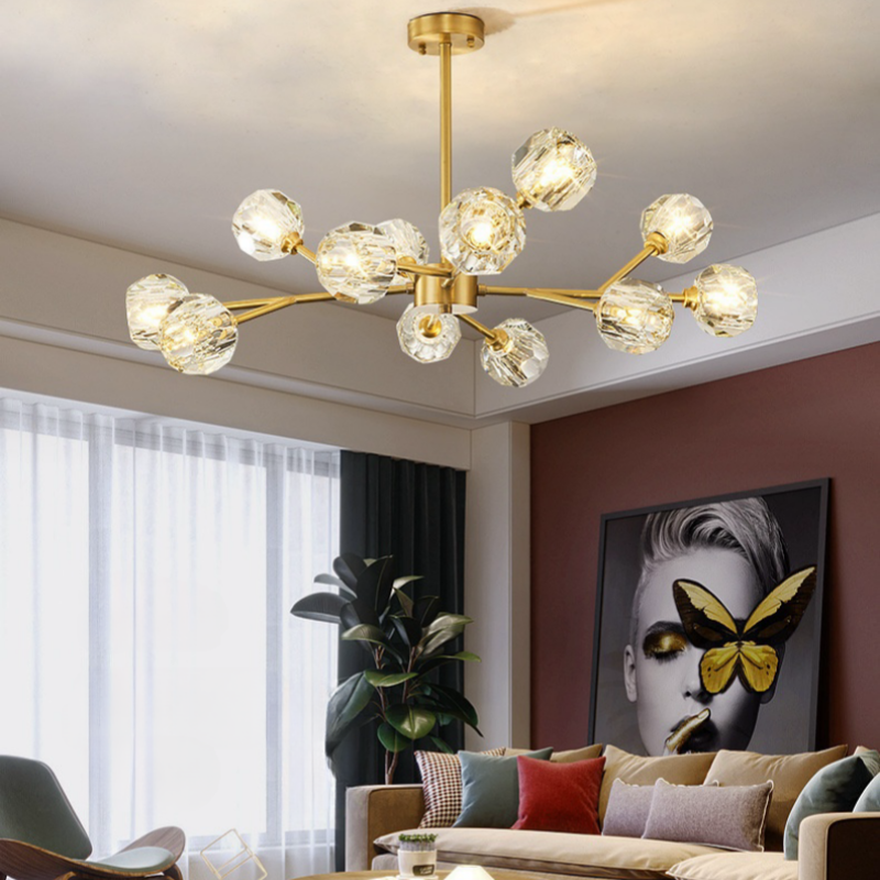 Modern Style Crystal Lamp Shade G9 Led Ceiling Lamp Golden Luxury Dinning Room Bedroom Pendant Light Hotel Restaurant Chandelier