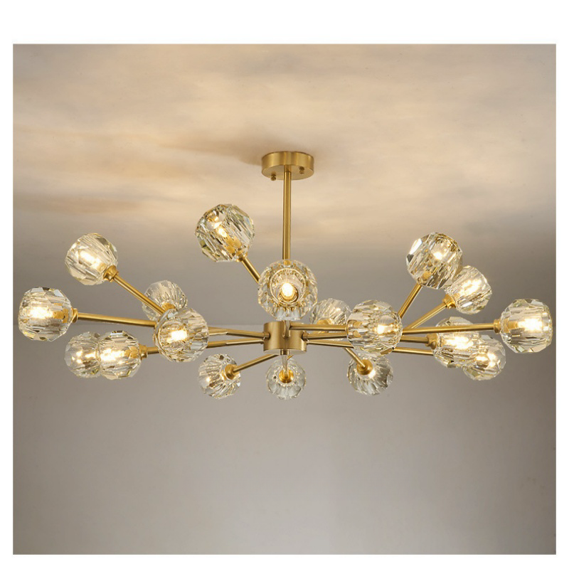 Modern Style Crystal Lamp Shade G9 Led Ceiling Lamp Golden Luxury Dinning Room Bedroom Pendant Light Hotel Restaurant Chandelier
