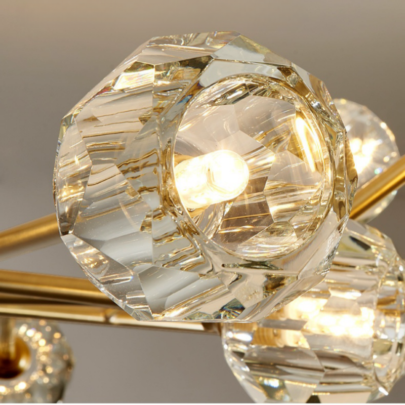 Modern Style Crystal Lamp Shade G9 Led Ceiling Lamp Golden Luxury Dinning Room Bedroom Pendant Light Hotel Restaurant Chandelier