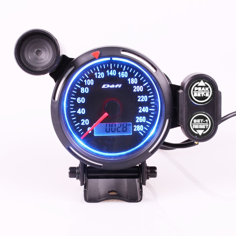 3.75inch Defi Electronic Speedometer Auto MPH/KMH Motorcycle Meter with Red Blue Light Display Car Speed per hour gauge