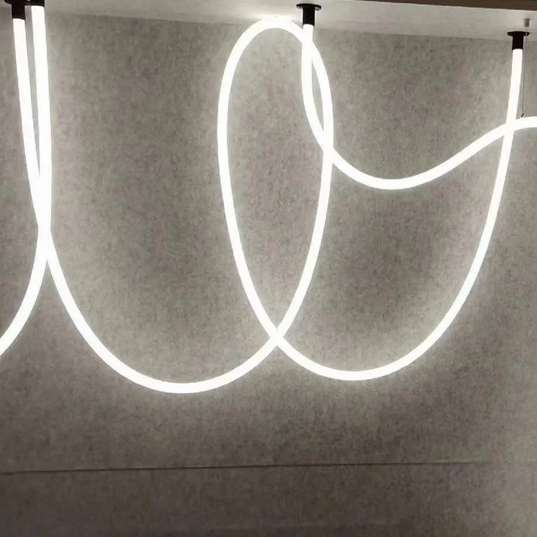 Linear Light Chandelier Creative 16mm 18mm 22mm 25mm 30mm Diameter Pendant Lamp 30mm Linear Modern 360-degree Flex Neon Led