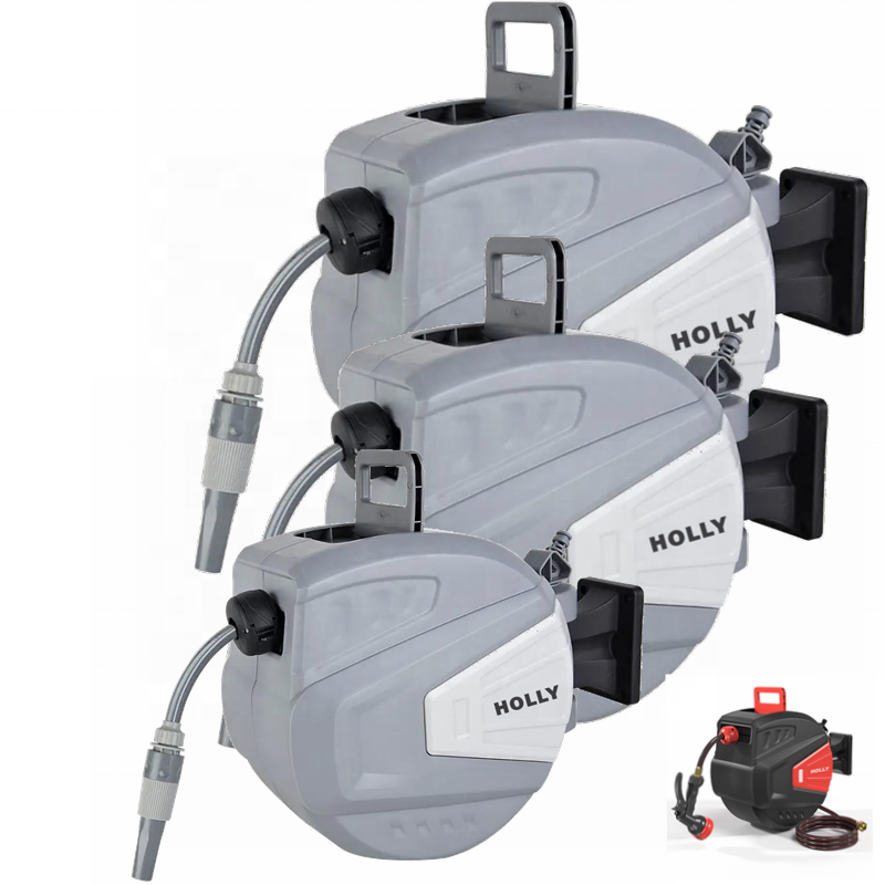 Auto Rewind Retractable Hose Reel Car Wash Equipment Metal Industrial High Pressure Wash Steel Wire Pipes Hose Reel Car Washer