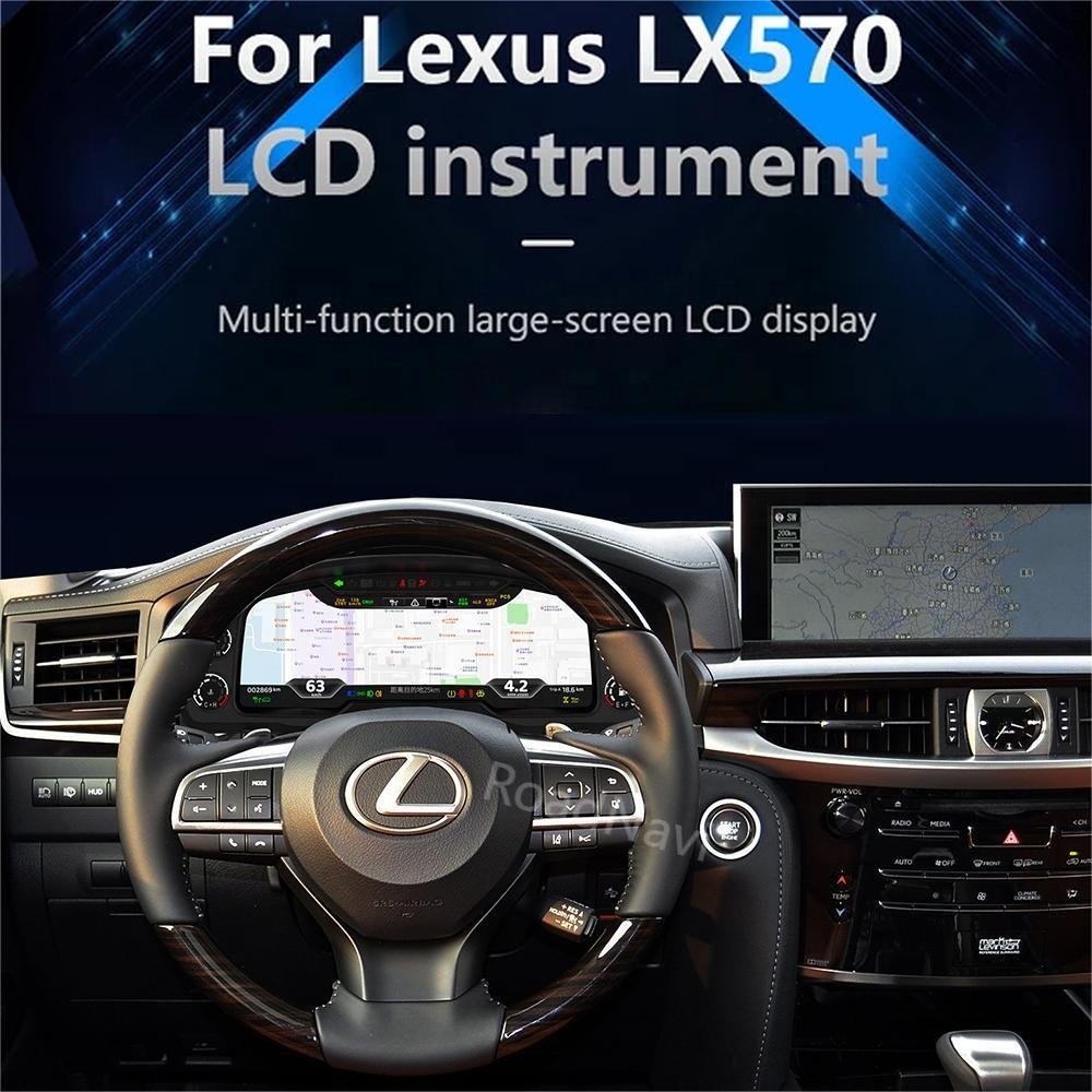 RoadNavi OEM Lexus LX570 2008-2015 Auto Meter LCD Digital Cluster Instrument Dashboard