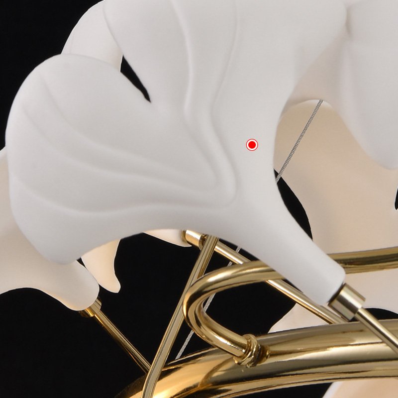Custom Project Indoor Decoration Luxury Ginkgo Leaf Pendant Light Hotel Villa Home Shop Ginko Ceramic Chandelier