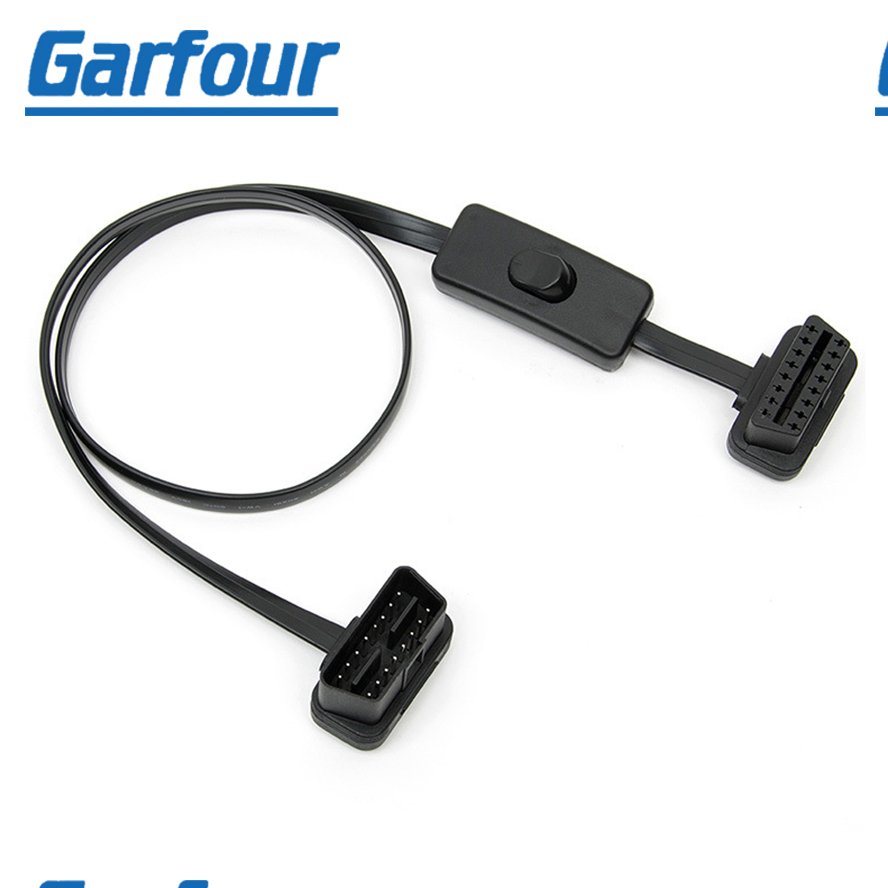 Wire Harness Auto Right Angle OBD2 / OBD 16 Pin Male to Female Extension Cable with On/off Switch for Obd Scanner Code Reader