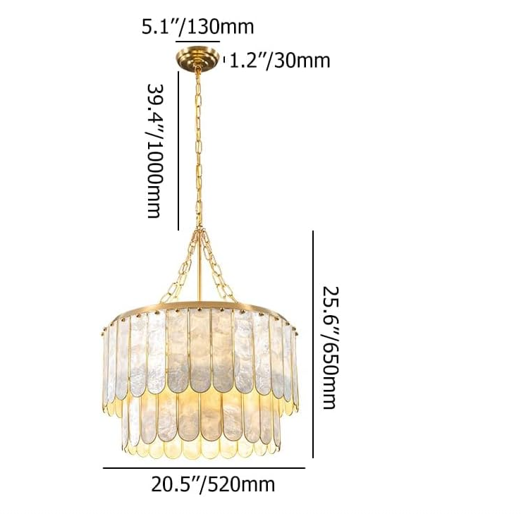 Faceted Gold Capiz Shell Chandelier for Dining Room Modern Pendant Lighting for Wedding Decorative Gold Pendant Light