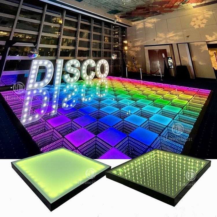 12x12ft DJ Night Club Light 3D LED Mirror Dance Floor Lighted up Infinity Dance Panels