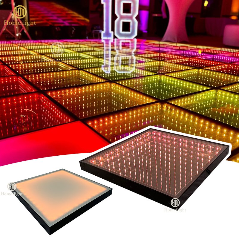 12x12ft DJ Night Club Light 3D LED Mirror Dance Floor Lighted up Infinity Dance Panels