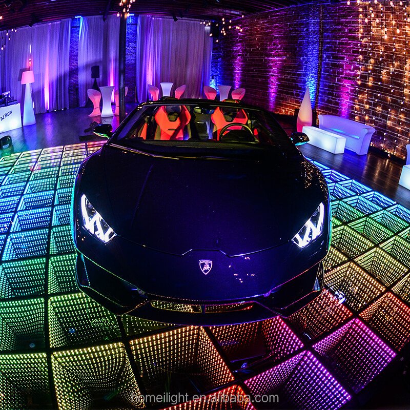 12x12ft DJ Night Club Light 3D LED Mirror Dance Floor Lighted up Infinity Dance Panels
