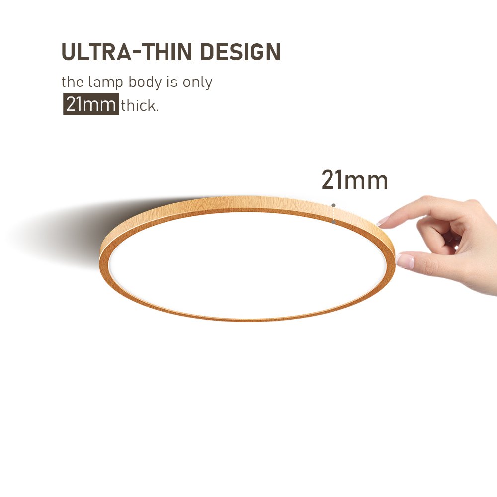 Indoor Lighting Ultra Thin Dial Wood Grain Round Led Ceiling Lights for Bedroom Living Room Ceiling