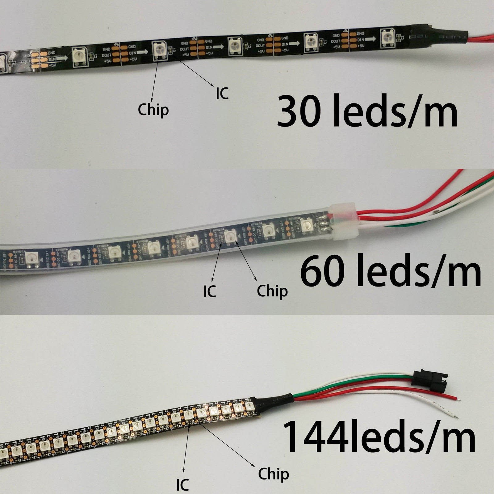 Addressable RGB WS2812B WS2811 5V 12V 5050 RGB Pixel Led Light Strip 1-5M 30 60 144 150 300 Leds 3pin 4pin Led Strip