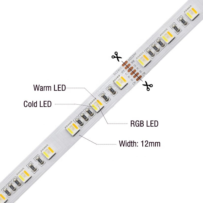 SMD5050 DC24V RGBWW Led Strip Tape 5in1 CRI80 90 95 Led Strip Light RGBCCT Flexible Led Light Strip