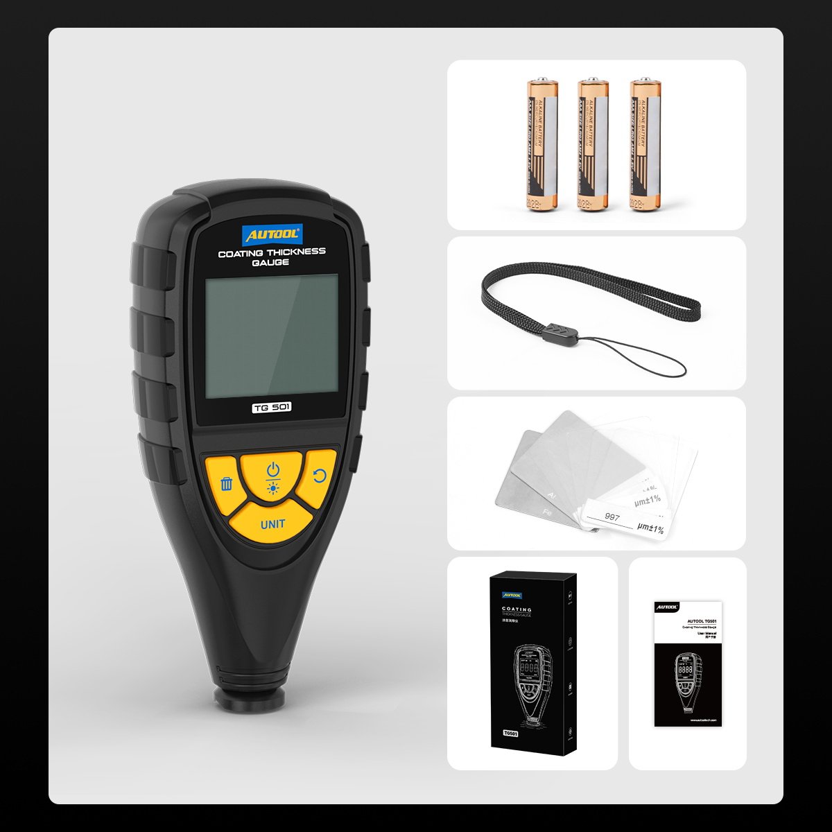 AUTOOL TG501 Coating Thickness Sensor Probe Gauge Meter Tester Measurement Instrument for Used Car Dealer