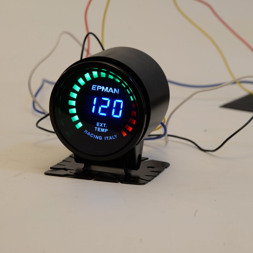 EPMAN Car Motor Auto 2" 52mm Digital Smoked 20 LED Exhaust Gas Temp Temperature EXT Gauge With Sensor EP-GA50EXTT