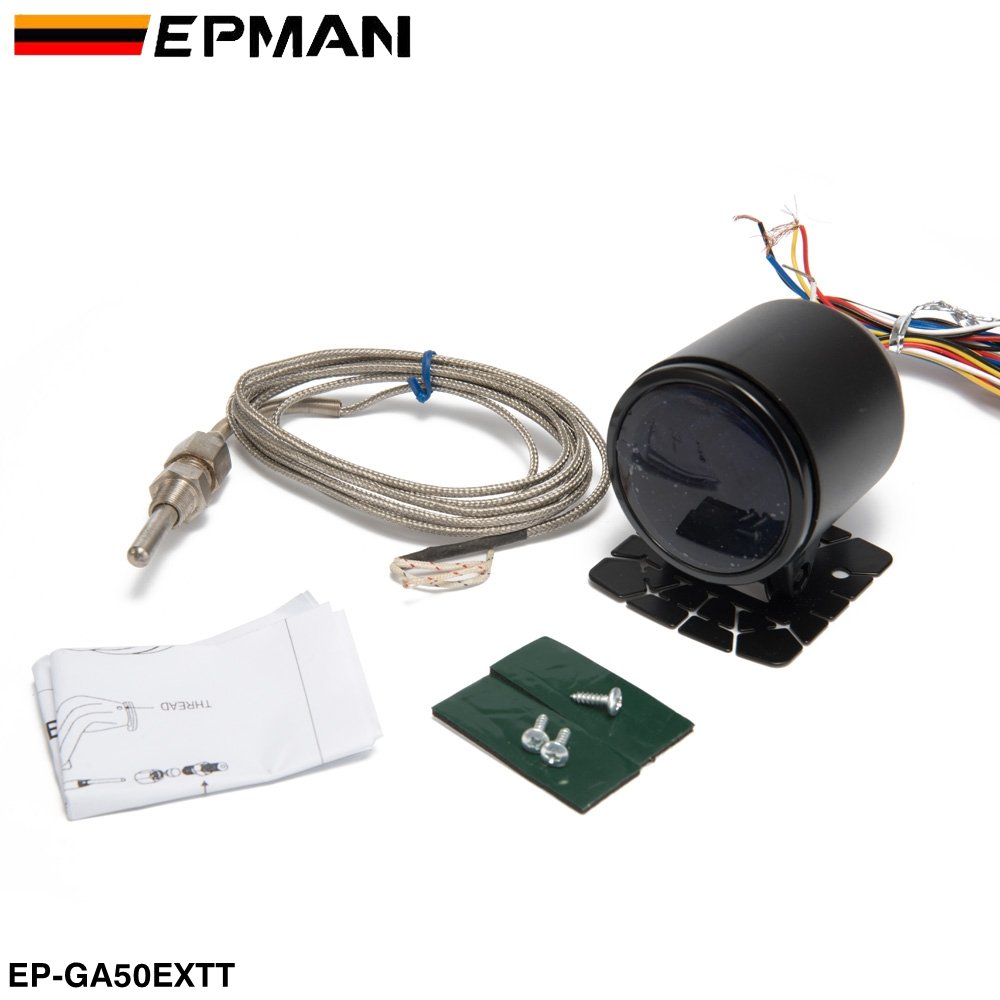 EPMAN Car Motor Auto 2" 52mm Digital Smoked 20 LED Exhaust Gas Temp Temperature EXT Gauge With Sensor EP-GA50EXTT