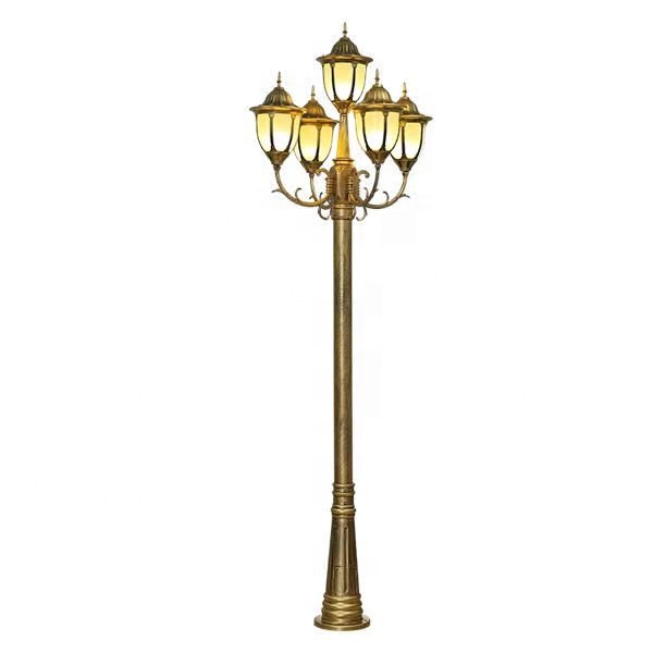 Factory Wholesale LED Courtyard Lights 2/3/4/5 Heads Outdoor Decoration European Antique Aluminum Street Lights Courtyard Lights