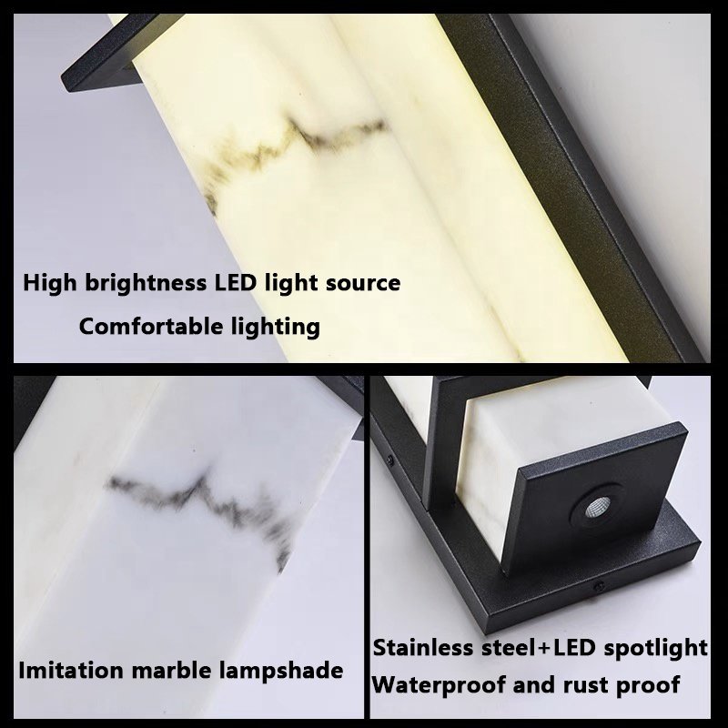 Modern Outdoor Wall Lamp 10W 16W 24W 36W Stainless Steel+marble Lampshade Garden Landscape Wall Lamp Outdoor