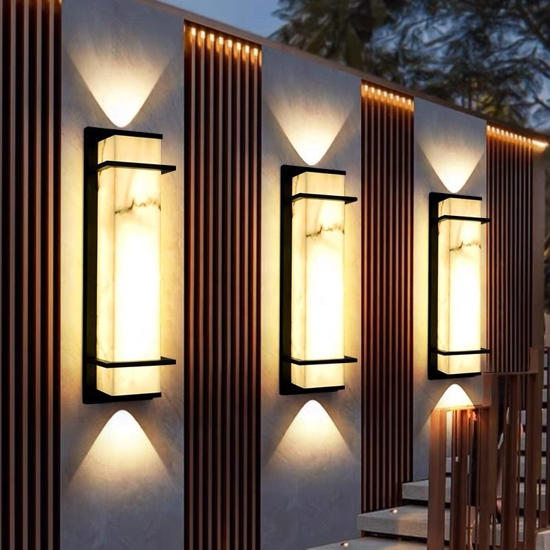 Modern Outdoor Wall Lamp 10W 16W 24W 36W Stainless Steel+marble Lampshade Garden Landscape Wall Lamp Outdoor