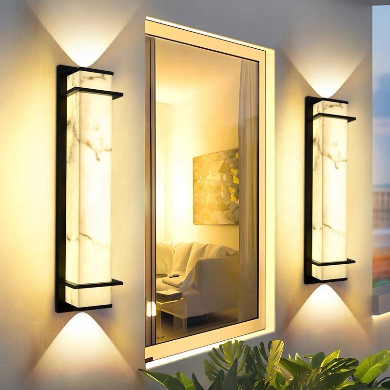 Modern Outdoor Wall Lamp 10W 16W 24W 36W Stainless Steel+marble Lampshade Garden Landscape Wall Lamp Outdoor