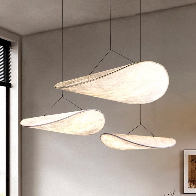Home Decor Minimalist Design Silk Pendant Light Kitchen Led Hanging Lamp Indoor Big Fabric Nordic Modern Chandelier