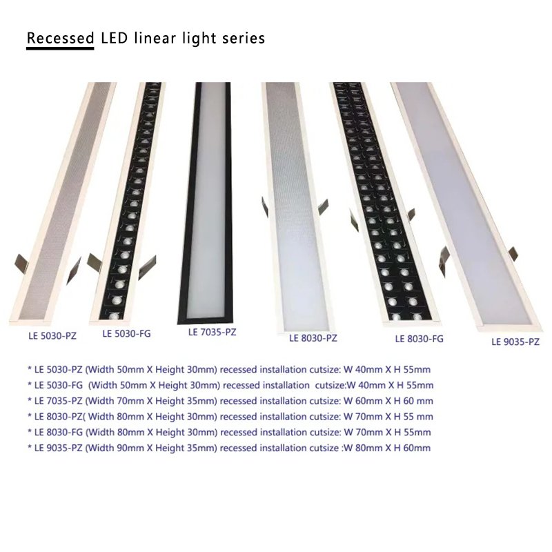90x35mm Recessed LED Linear Light Linkable Profile Recessed Led Ceiling Light Fixtures for Warehouse, Office