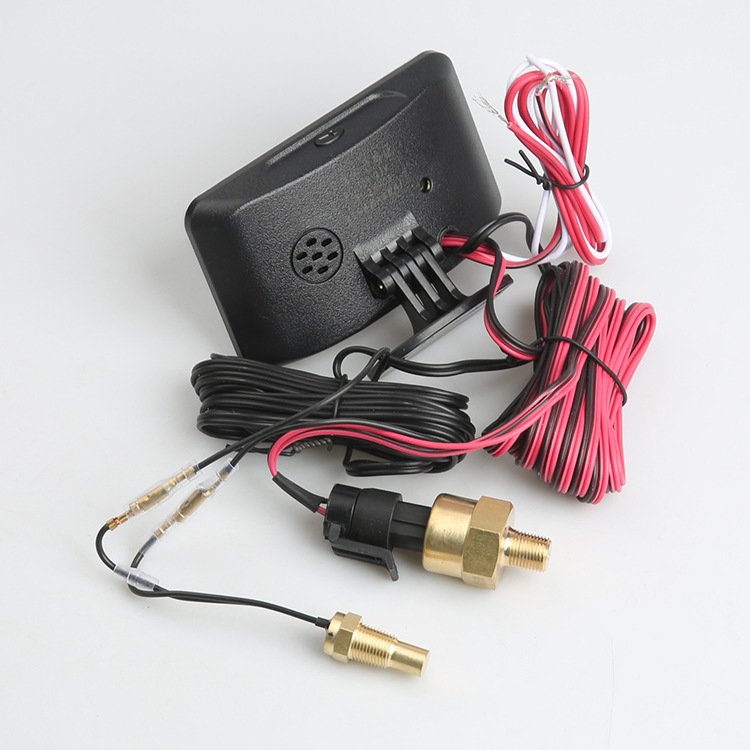4 In 1 LCD Car Digital Oil Pressure Gauge Voltmeter Fuel Level Meter 1/8 NPT Oil Pressure Sensor + Water Temperature Sensor 10mm