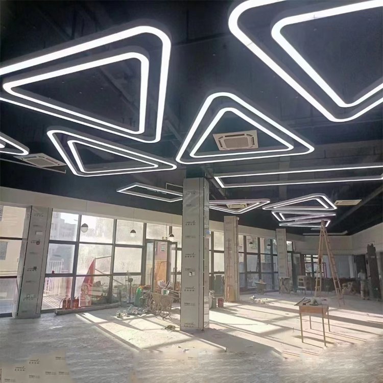 Decorative Chandelier Led Office Lighting Pendant Lamps Triangles Hanging Lamp Led Ring Light Ceilinggym Lights