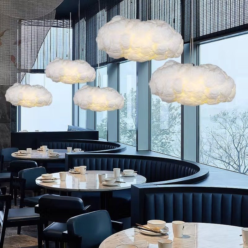 Custom Decorative Cloud Chandelier for Children's Bedrooms Factory Wholesale for Shopping Malls Hotels Remote Control